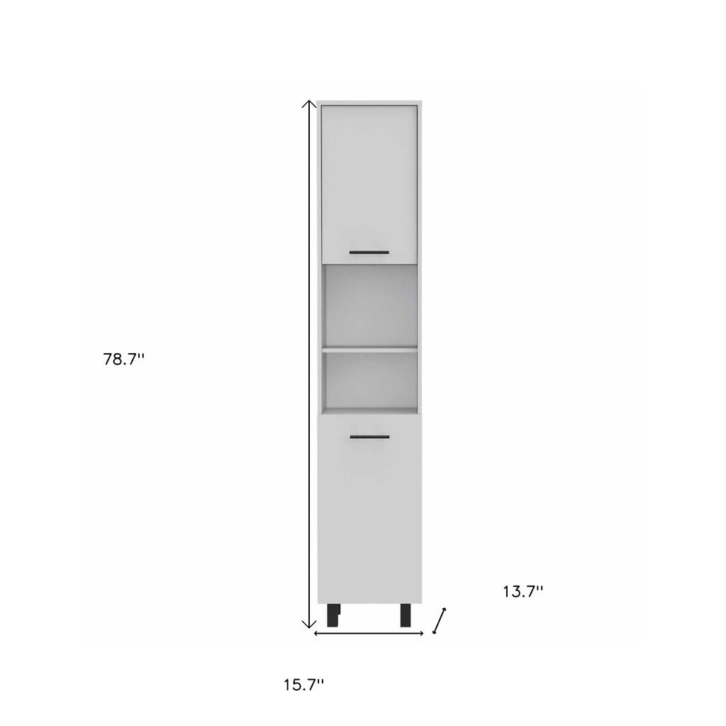 78" Modern White Pantry Cabinet with Five Shelves