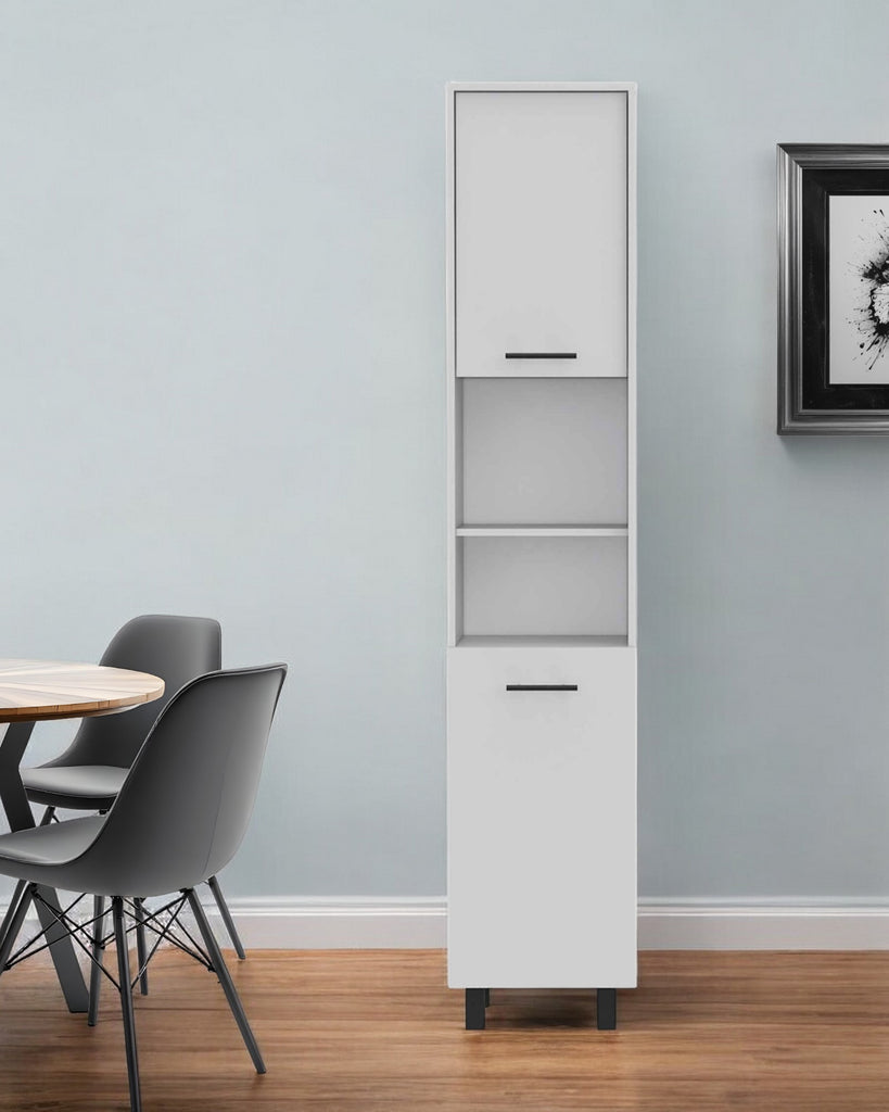 78" Modern White Pantry Cabinet with Five Shelves