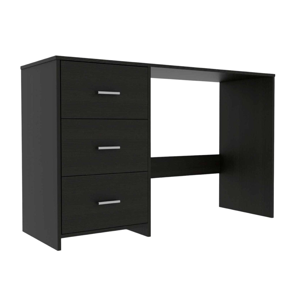 48" Black Computer Desk With Three Drawers