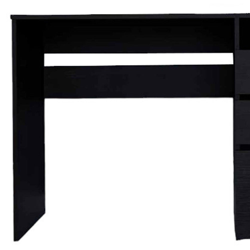 47" Black Computer Desk With Three Drawers