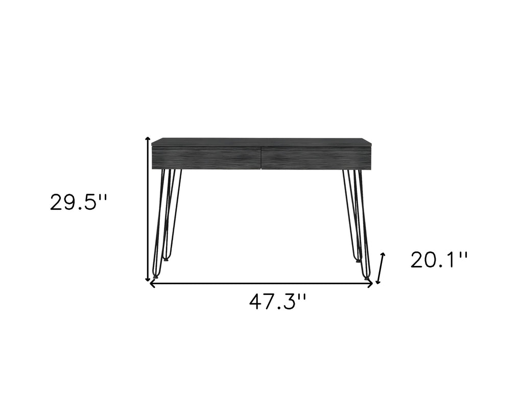 47" Gray and Black Computer Desk With Two Drawers