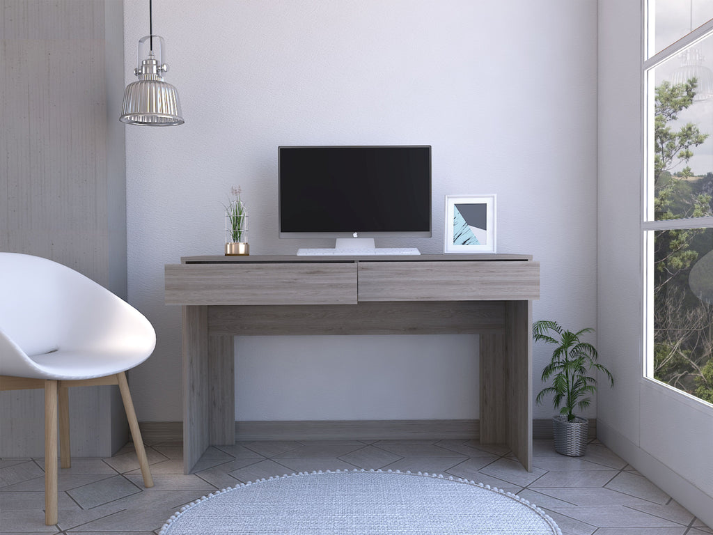 47" Light Gray Computer Desk With Two Drawers