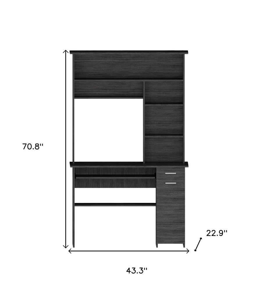 43" Gray Computer Desk With Hutch