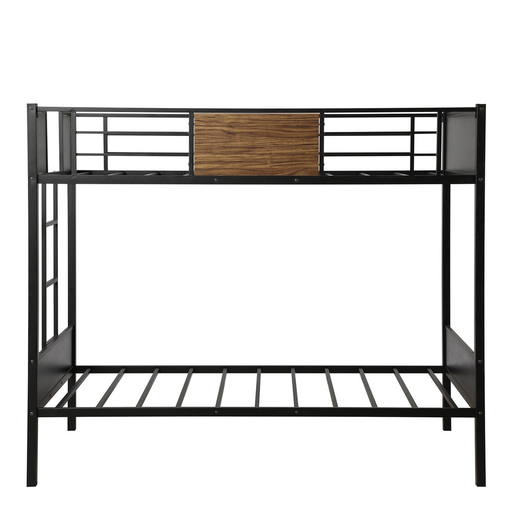 LuxxHomes  Black Brown Twin Over Twin Bunk Bed