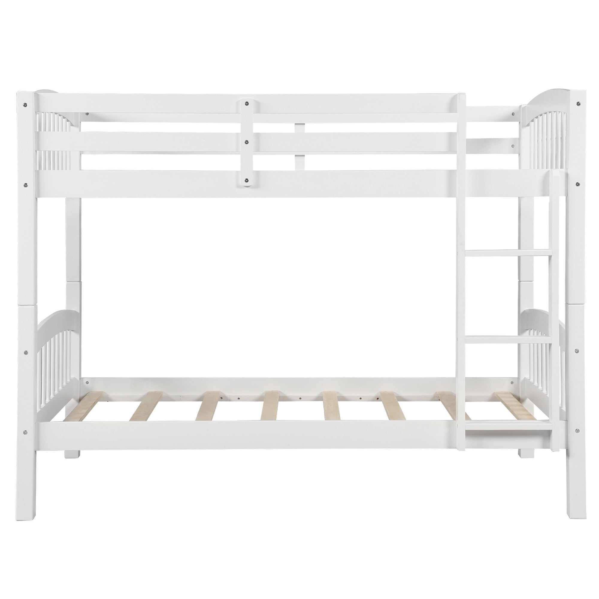 LuxxHomes  White Twin Over Twin Bunk Bed