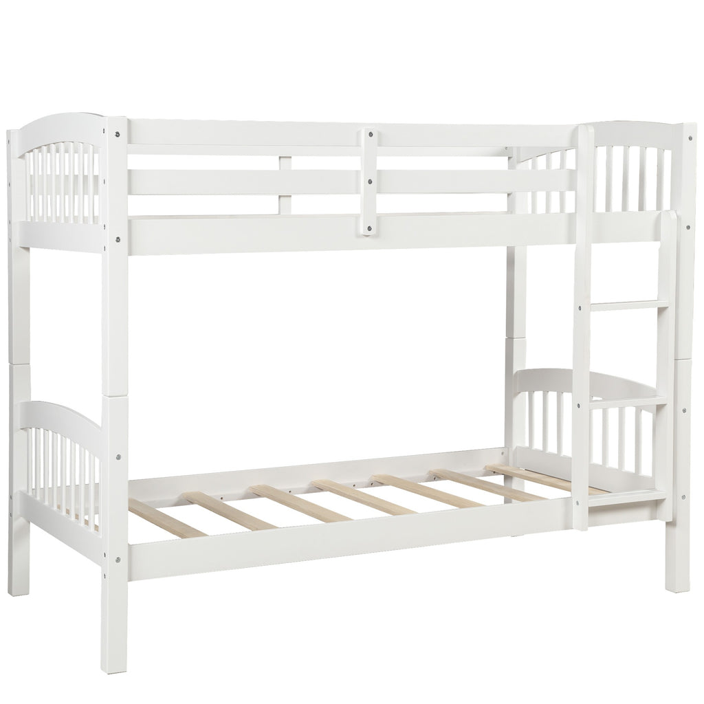 LuxxHomes  White Twin Over Twin Bunk Bed