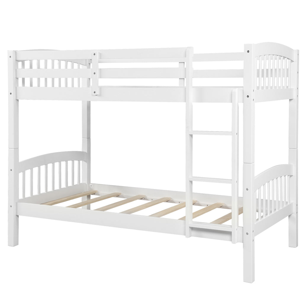 LuxxHomes  White Twin Over Twin Bunk Bed