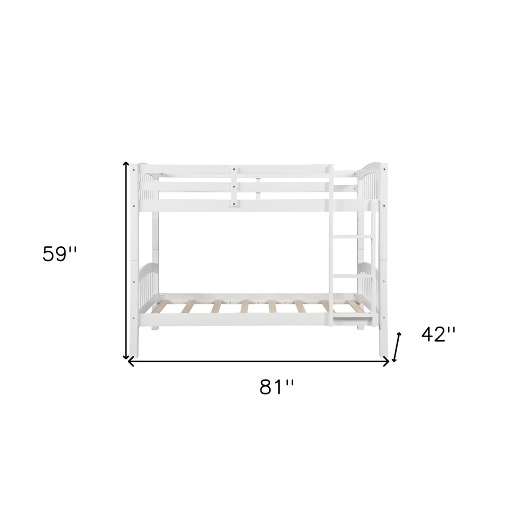 LuxxHomes  White Twin Over Twin Bunk Bed