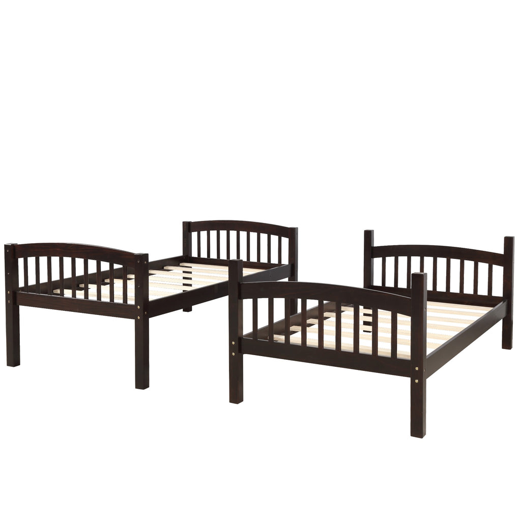 LuxxHomes  Brown Twin Over Twin Bunk Bed