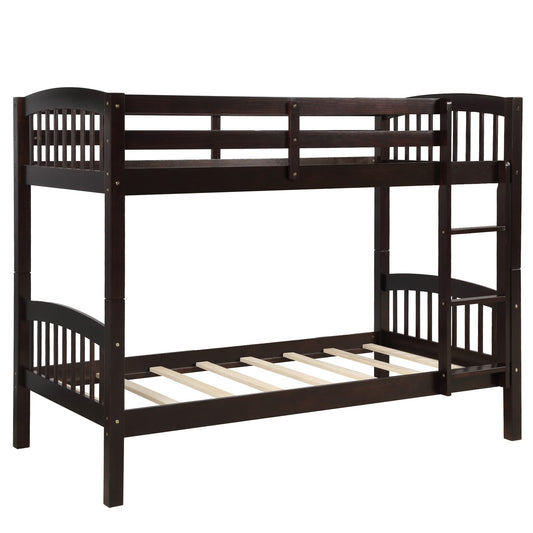 LuxxHomes  Brown Twin Over Twin Bunk Bed