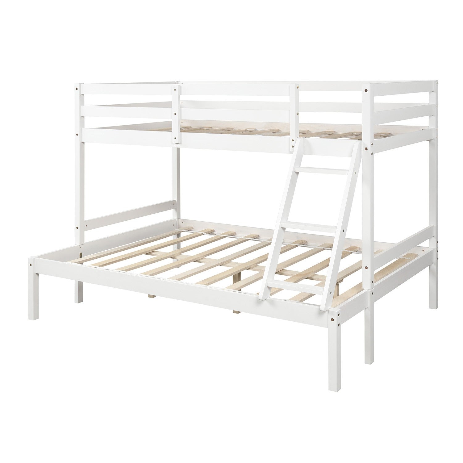 LuxxHomes  White Twin Size Full Size Bunk Bed