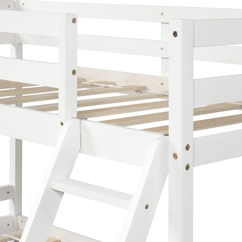 LuxxHomes  White Twin Size Full Size Bunk Bed