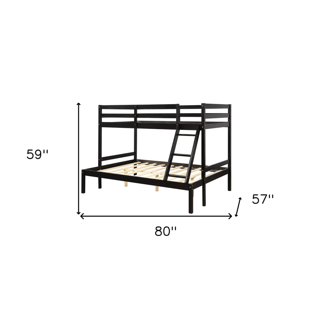 LuxxHomes  Brown Twin Size Full Size Bunk Bed