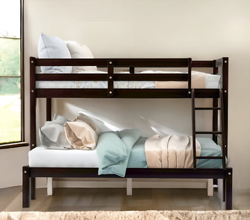 LuxxHomes  Brown Twin Size Full Size Bunk Bed