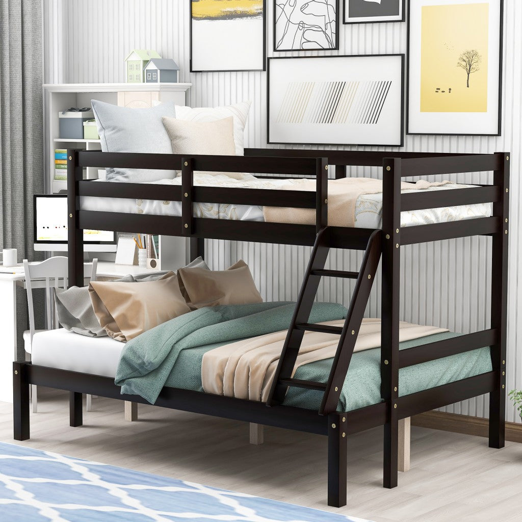 LuxxHomes  Brown Twin Size Full Size Bunk Bed