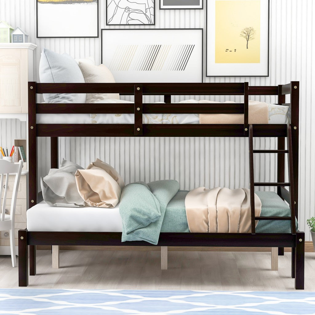 LuxxHomes  Brown Twin Size Full Size Bunk Bed