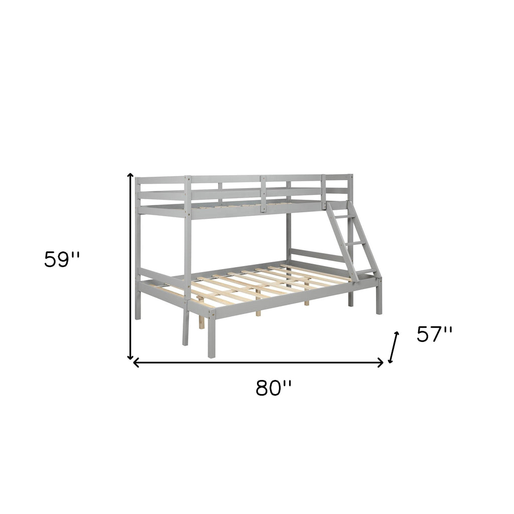 LuxxHomes  Gray Twin Size Full Size Bunk Bed