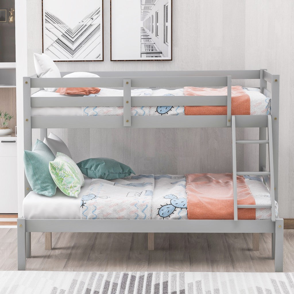 LuxxHomes  Gray Twin Size Full Size Bunk Bed