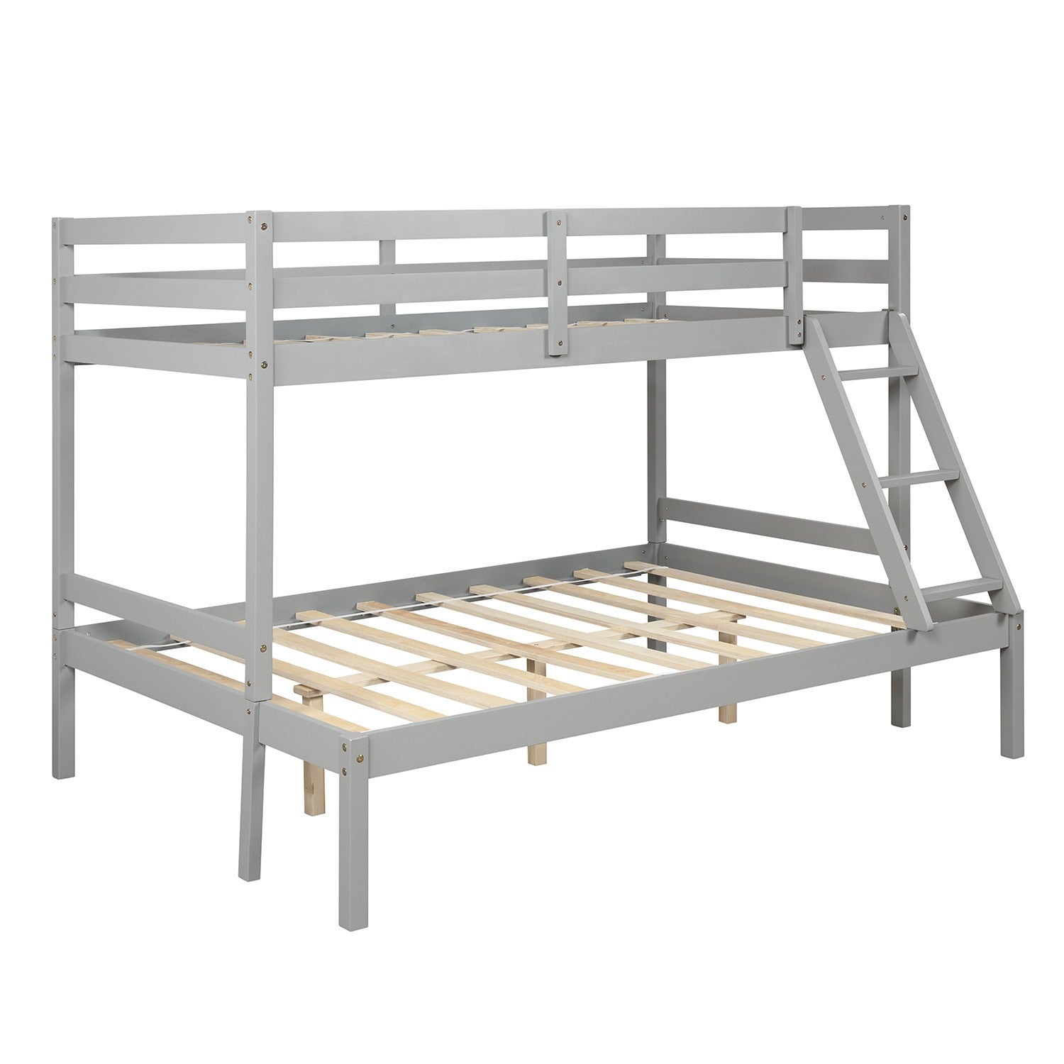 LuxxHomes  Gray Twin Size Full Size Bunk Bed