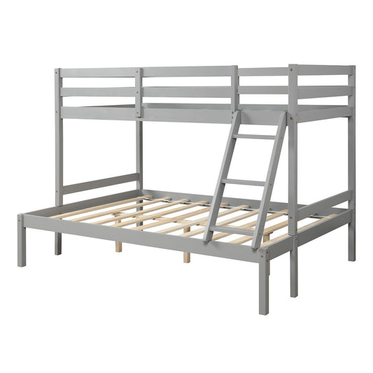 LuxxHomes  Gray Twin Size Full Size Bunk Bed