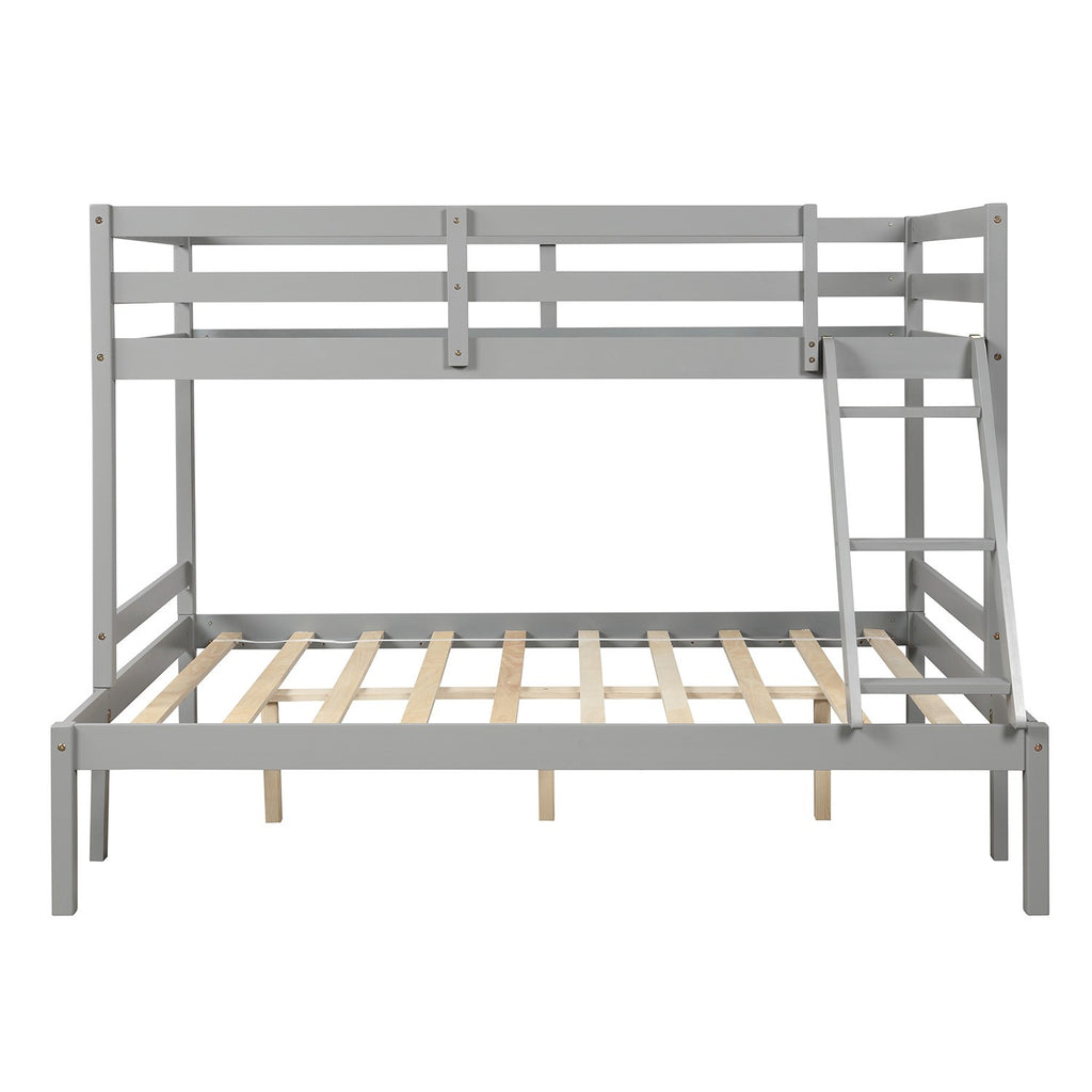 LuxxHomes  Gray Twin Size Full Size Bunk Bed