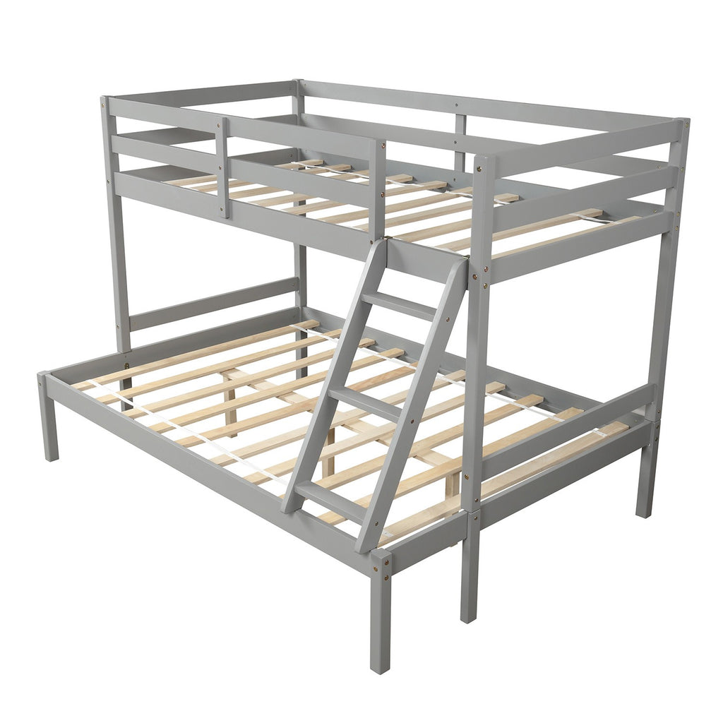 LuxxHomes  Gray Twin Size Full Size Bunk Bed