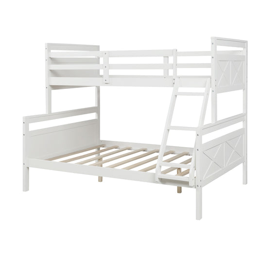 LuxxHomes  White Twin Over Full Size Bunk Bed