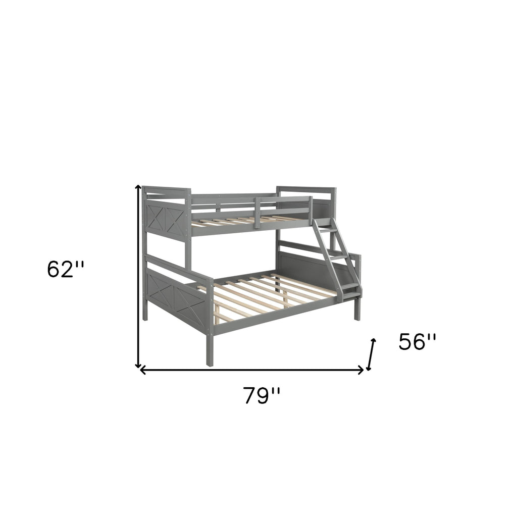 LuxxHomes  Gray Twin Over Full Size Bunk Bed