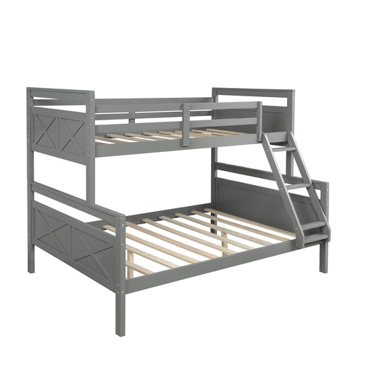 LuxxHomes  Gray Twin Over Full Size Bunk Bed