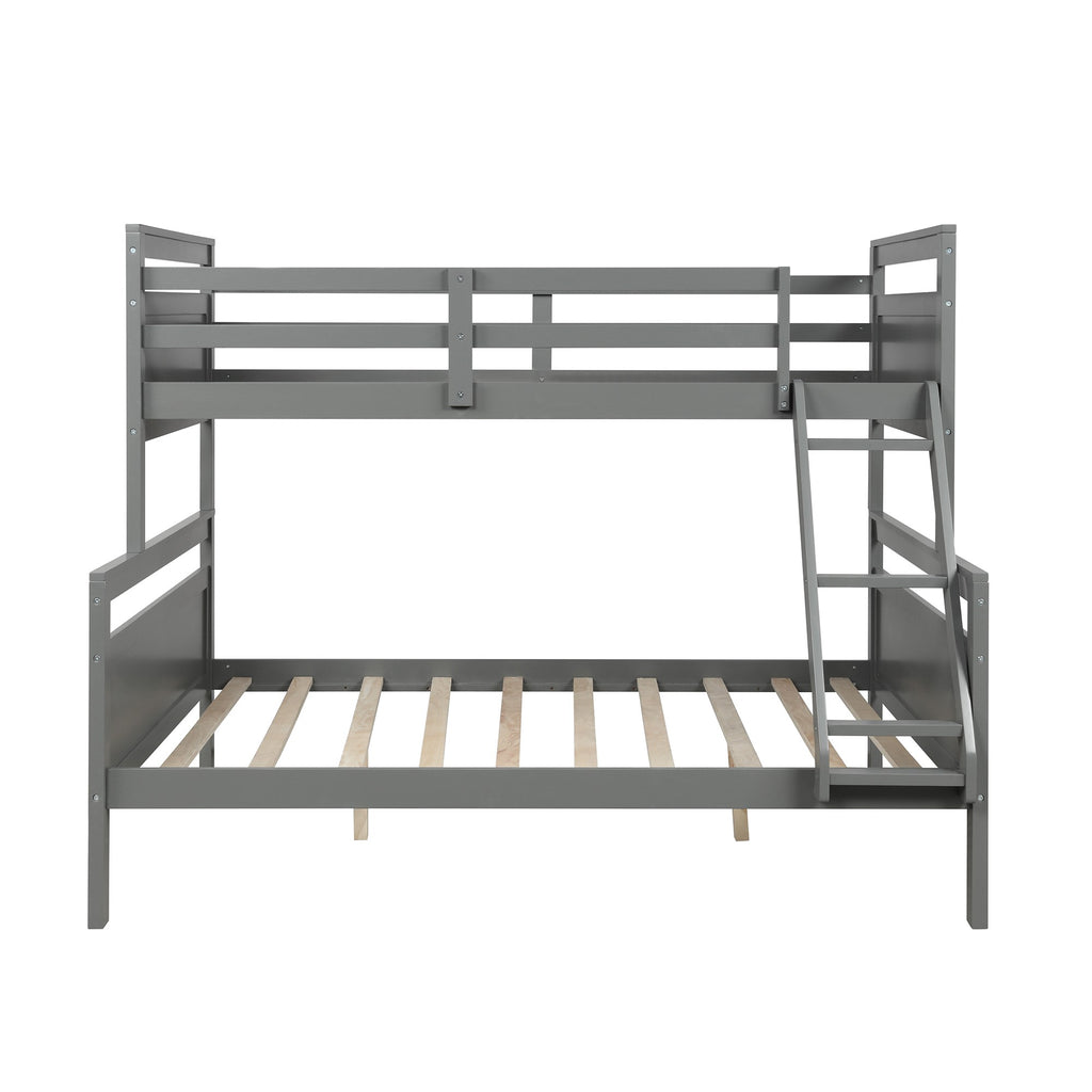 LuxxHomes  Gray Twin Over Full Size Bunk Bed