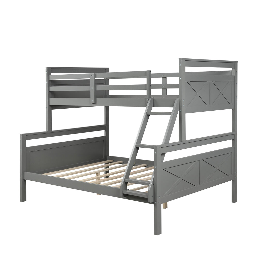 LuxxHomes  Gray Twin Over Full Size Bunk Bed