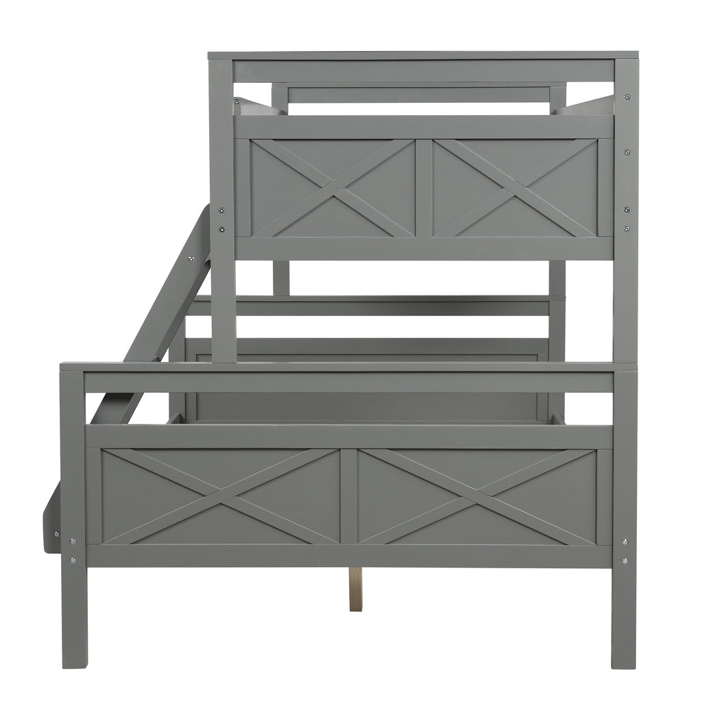 LuxxHomes  Gray Twin Over Full Size Bunk Bed