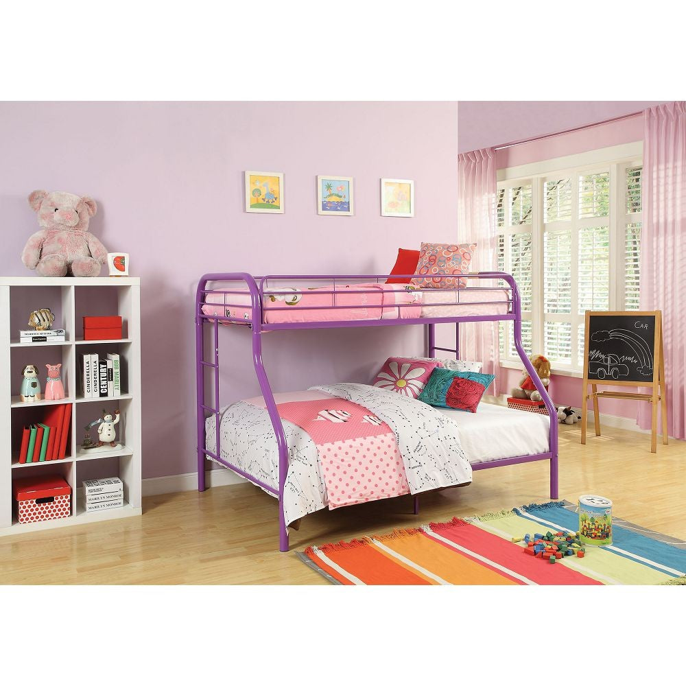 LuxxHomes  Purple Twin Over Full Size Bunk Bed