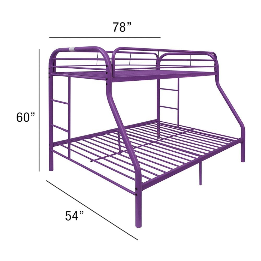 LuxxHomes  Purple Twin Over Full Size Bunk Bed