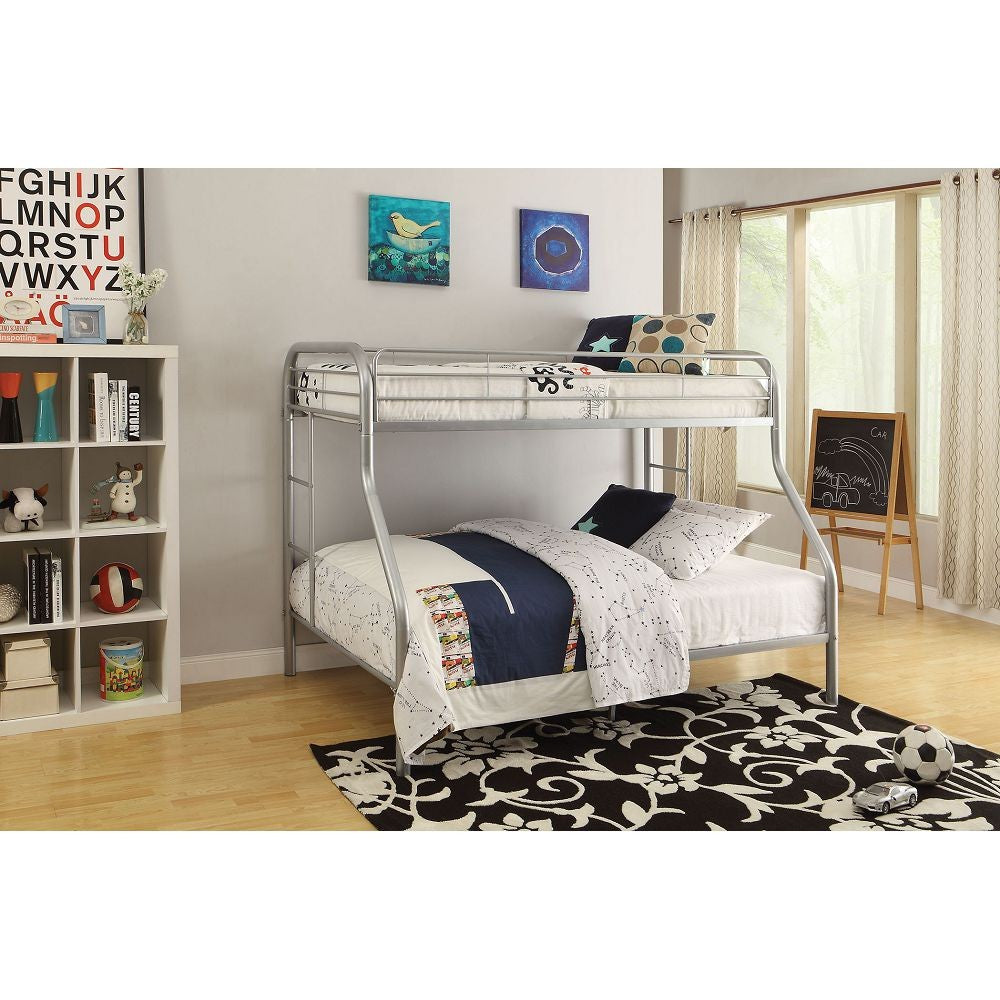 LuxxHomes  Silver Twin Over Full Size Bunk Bed