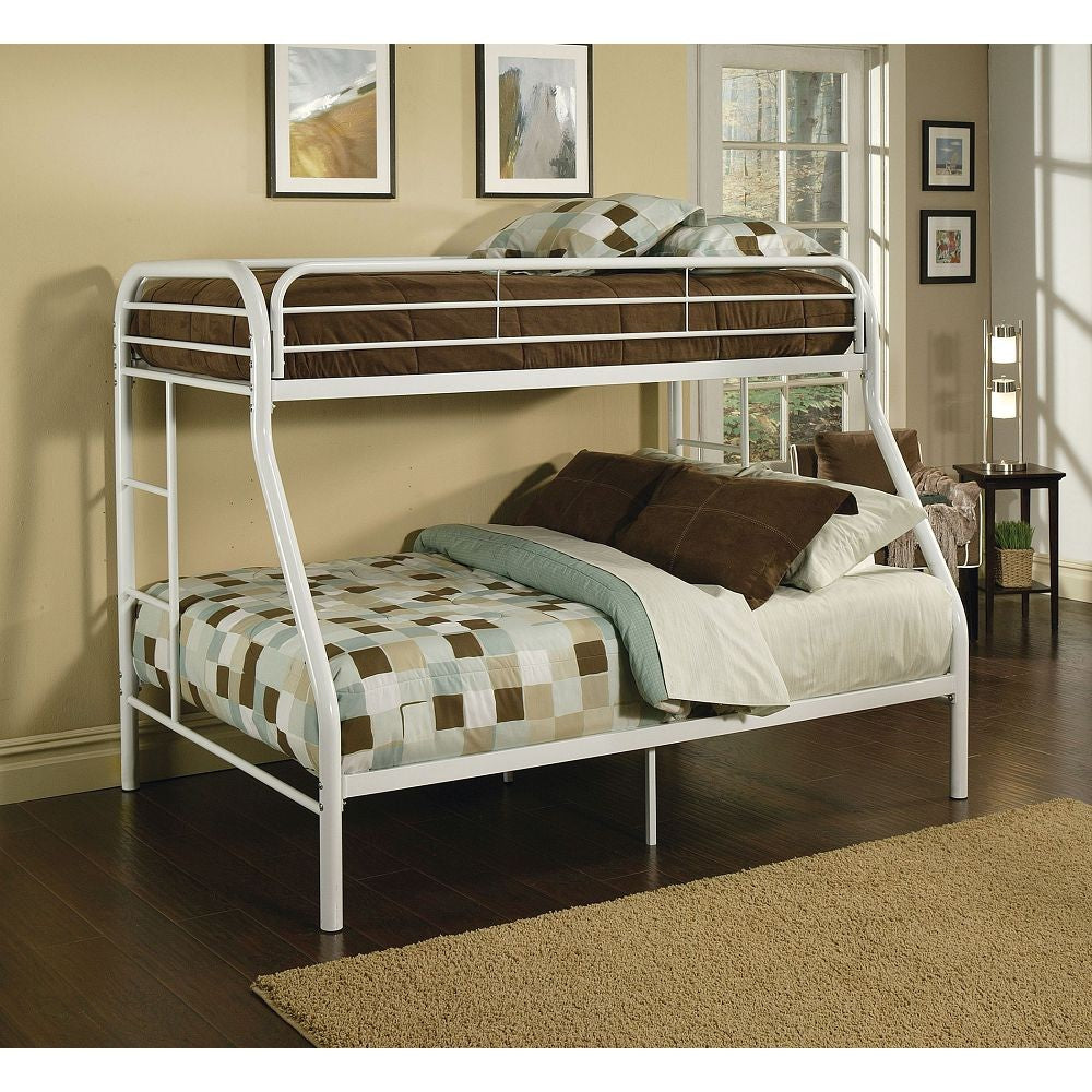 LuxxHomes  White  Twin Over Full Size Bunk Bed