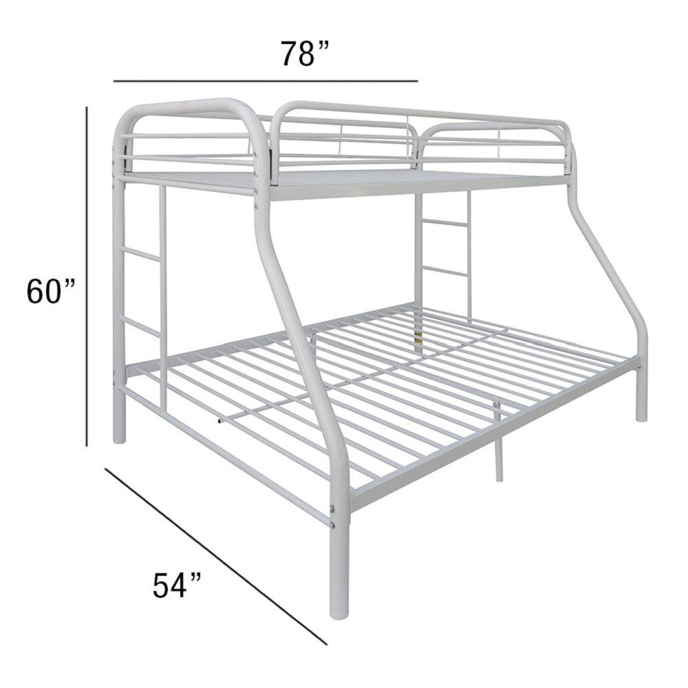 LuxxHomes  White  Twin Over Full Size Bunk Bed