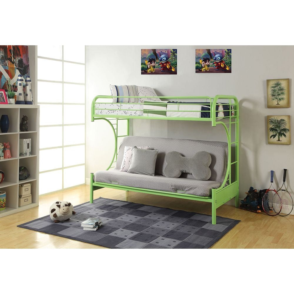 LuxxHomes  Green Twin Over Full Futon Bunk Bed