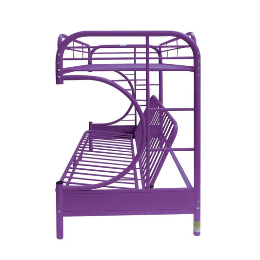 LuxxHomes  Purple Twin Over Full Futon Bunk Bed