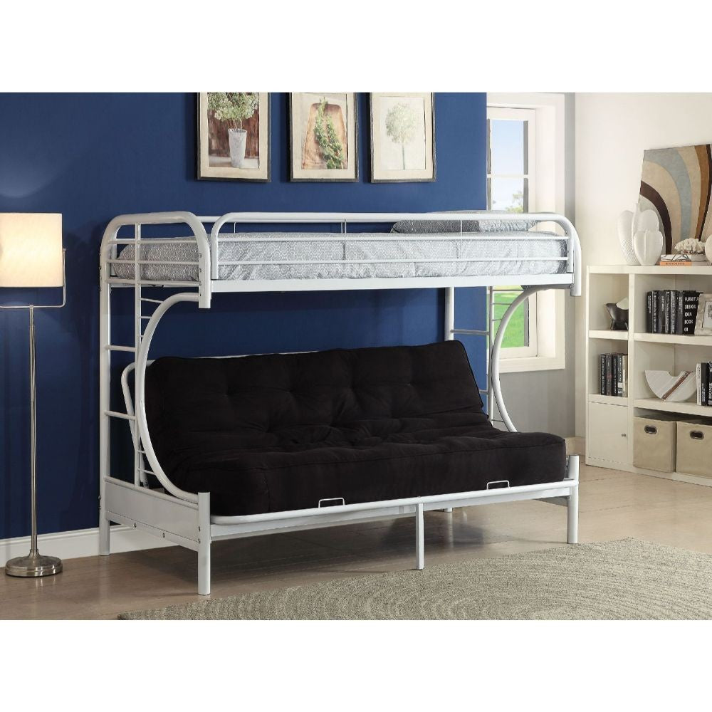 LuxxHomes  White Twin Over Full Futon Bunk Bed