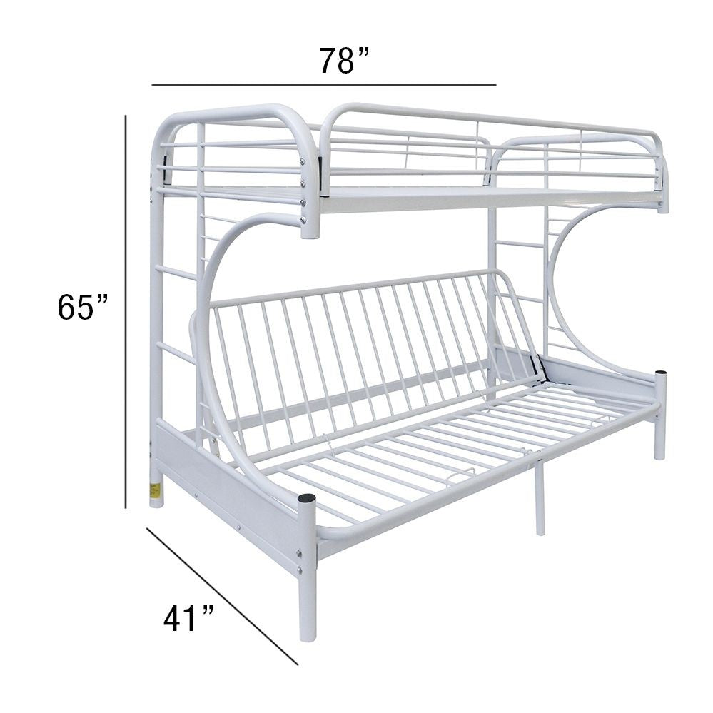 LuxxHomes  White Twin Over Full Futon Bunk Bed