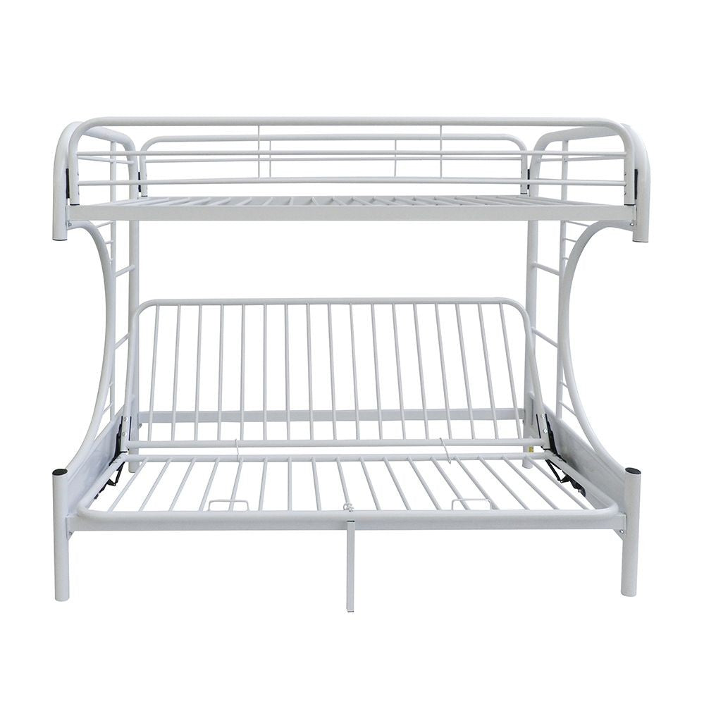 LuxxHomes  White Twin Over Full Futon Bunk Bed