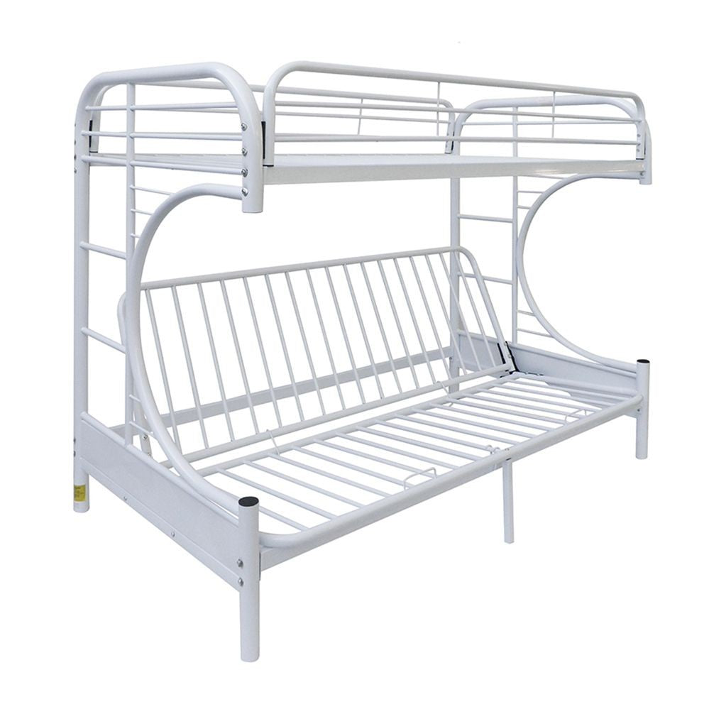 LuxxHomes  White Twin Over Full Futon Bunk Bed