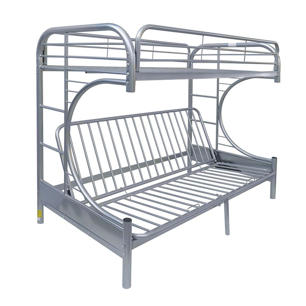 LuxxHomes  Silver Twin XL Over Queen Futon Bunk Bed