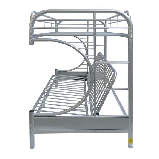 LuxxHomes  Silver Twin XL Over Queen Futon Bunk Bed