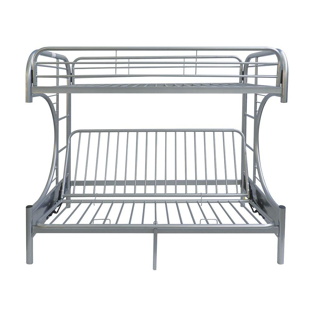 LuxxHomes  Silver Twin XL Over Queen Futon Bunk Bed