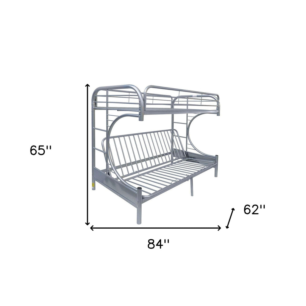 LuxxHomes  Silver Twin XL Over Queen Futon Bunk Bed