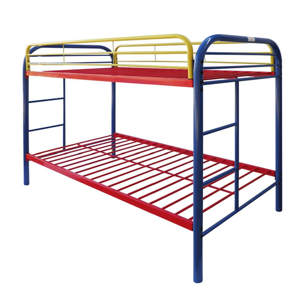 LuxxHomes  Colorful Twin Over Twin Bunk Bed