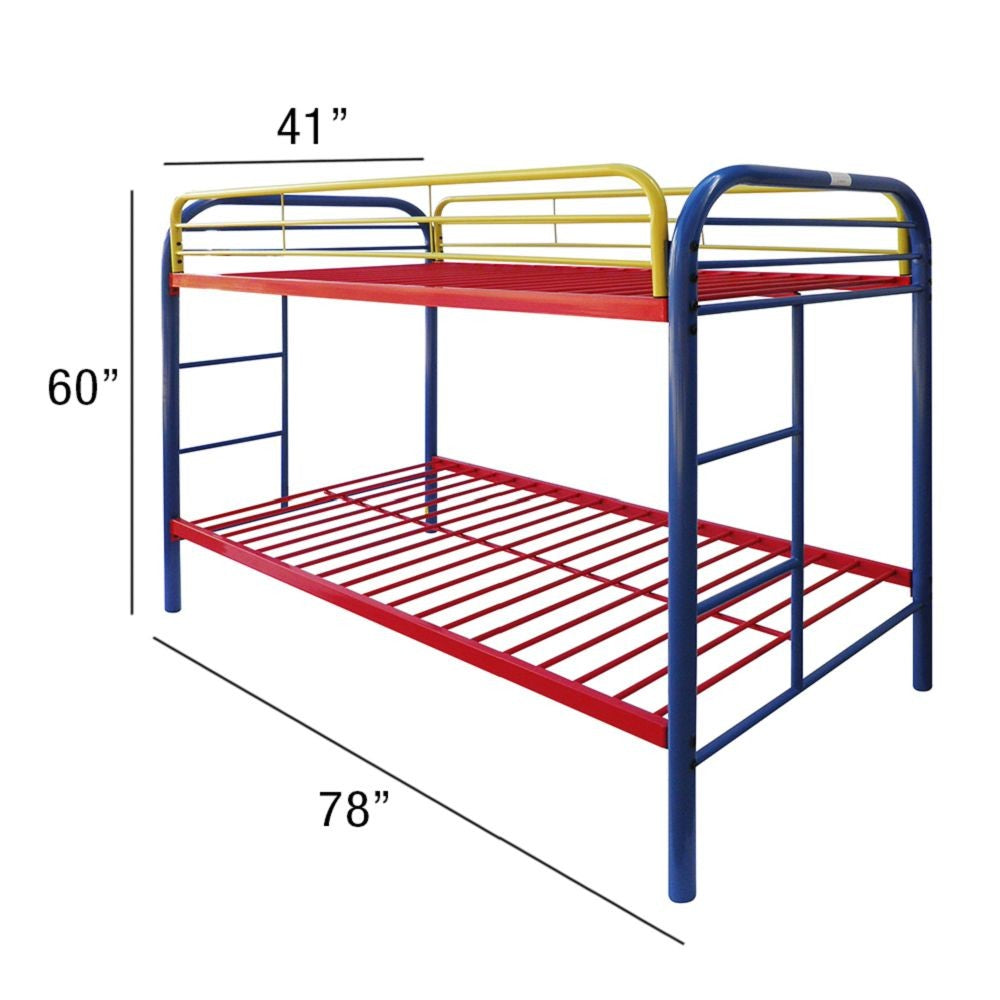 LuxxHomes  Colorful Twin Over Twin Bunk Bed