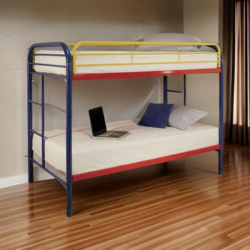 LuxxHomes  Colorful Twin Over Twin Bunk Bed